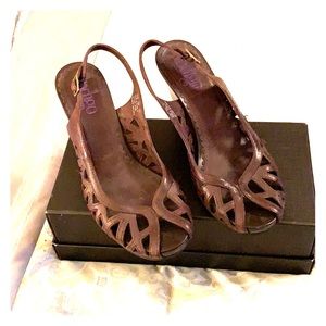 Indigo leather wedge sandal